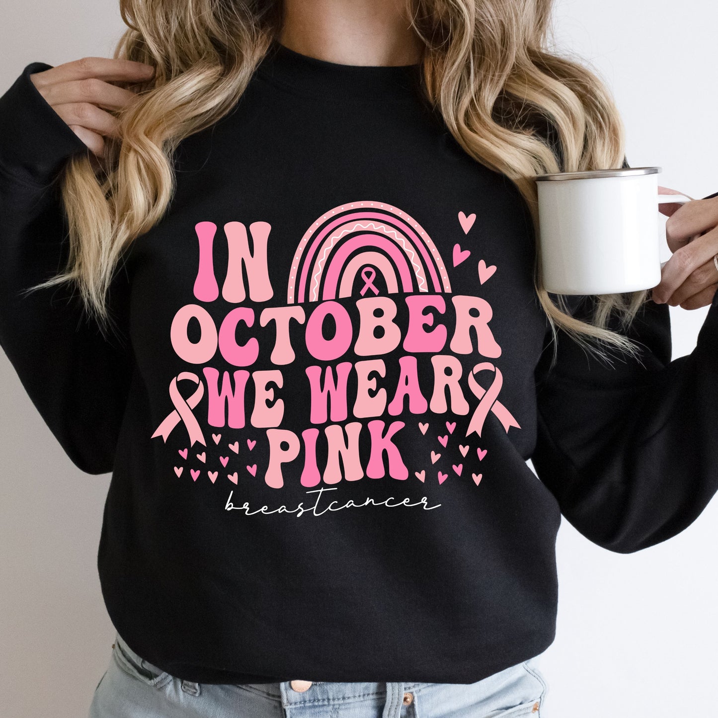 in October We Wear Pink Crew